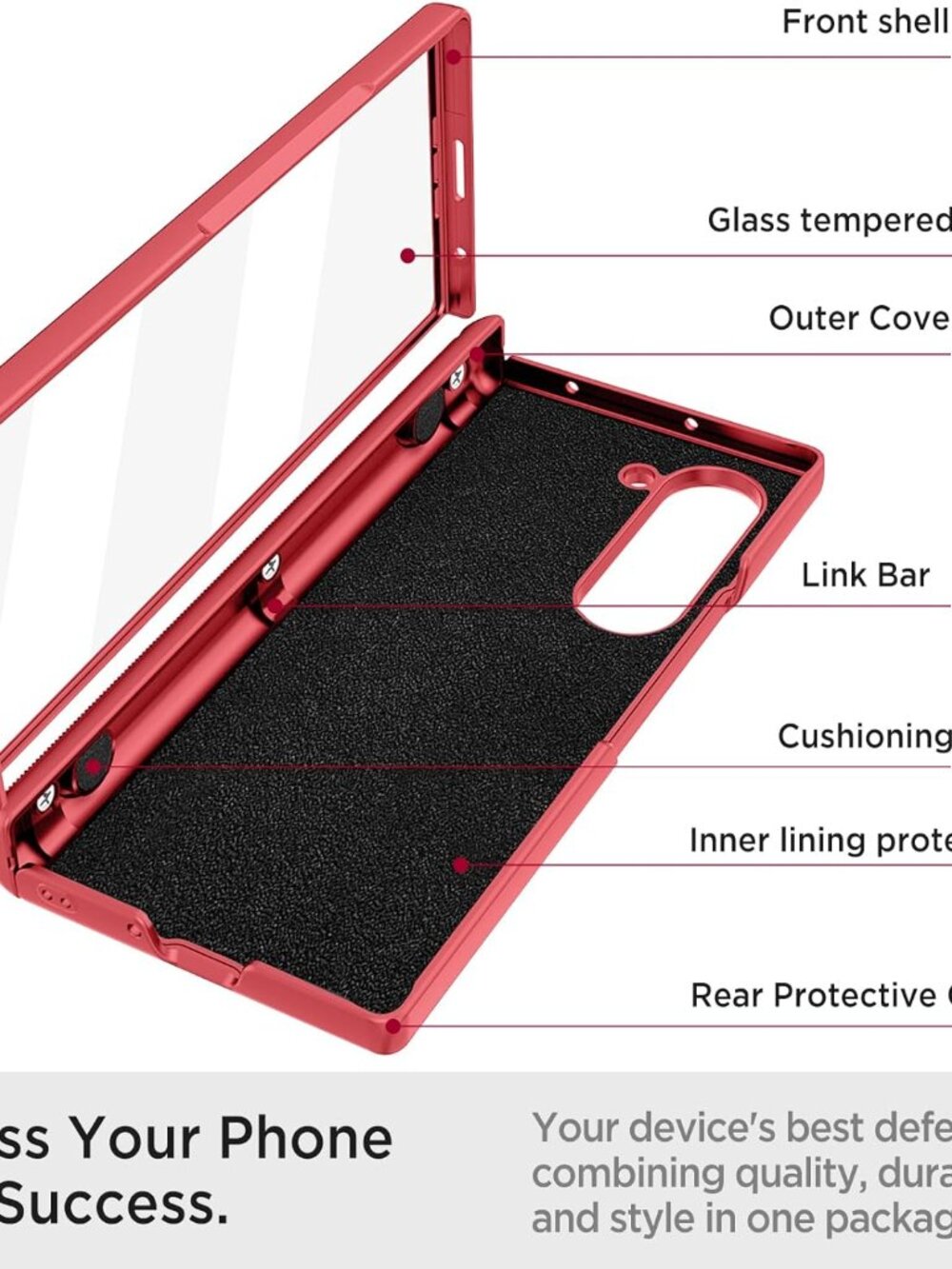 Heavy Duty for Galaxy Fold 6 Case with Slide Lens Cover & Hinge Protection - Picture 6 of 8